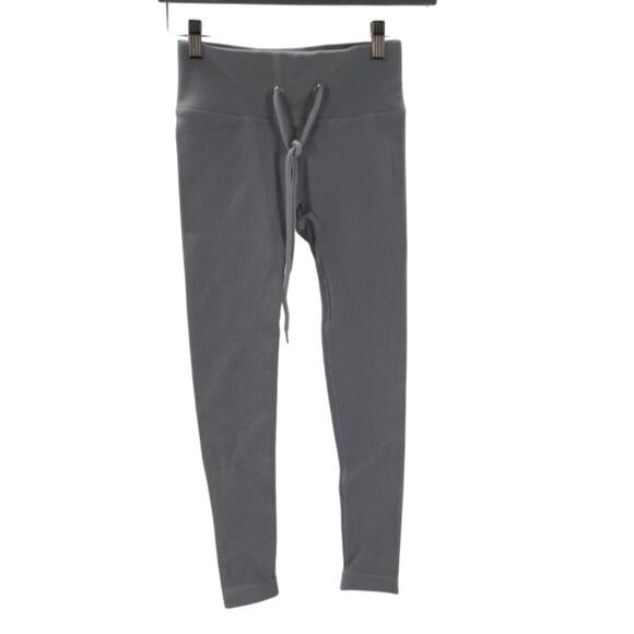 SPORTS 2 PC XS gray ribbed fitted athletic lounge comfort leggings top NEW B123 - Picture 4 of 11